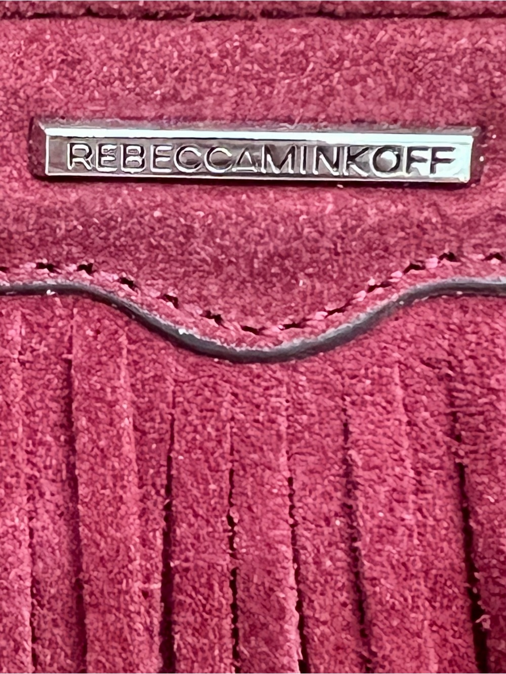 NWOT REBECCA MINKOFF Finn Suede Fringe Burgundy Western Boho Crossbody Bag - Picture 4 of 14